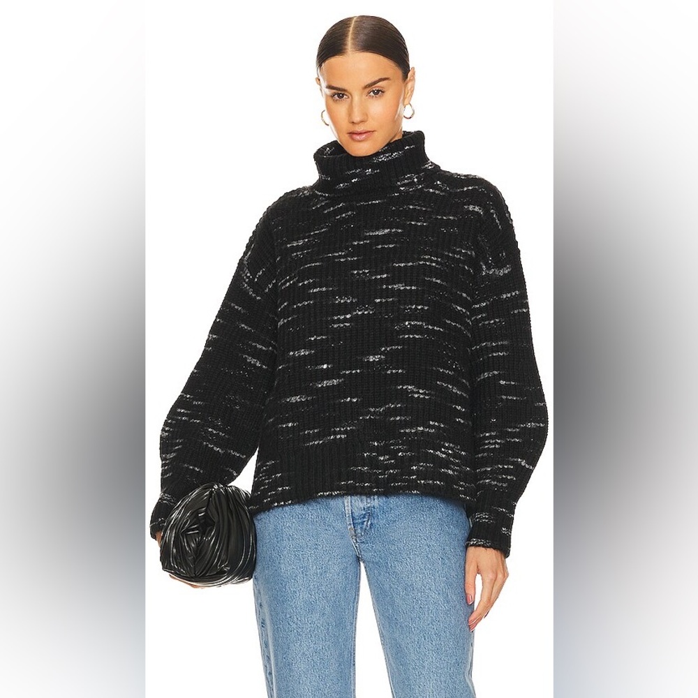 Varley Marlena Knit Sweater in Black/ Snow Dalmation White Size Medium
